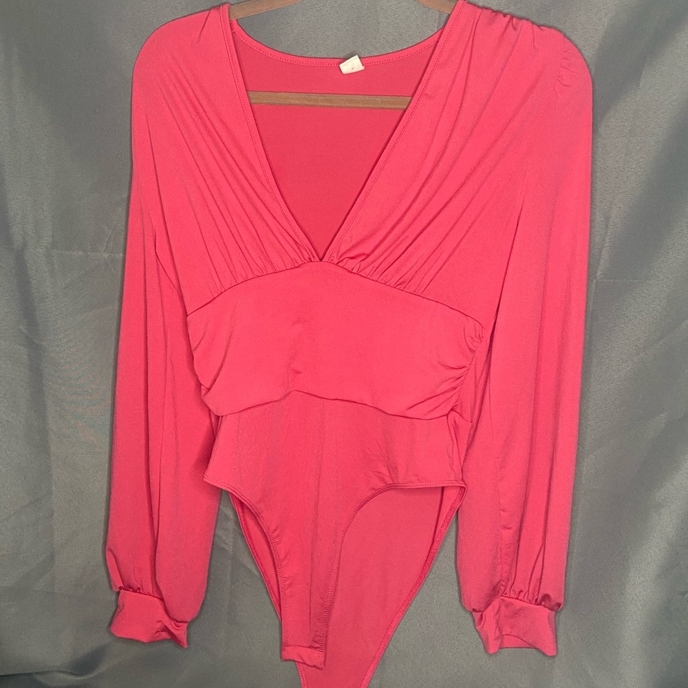 Amazon Women's Pink Long Sleeve Bodysuit